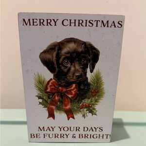 Cute Christmas Dog Wooden Block- NWT